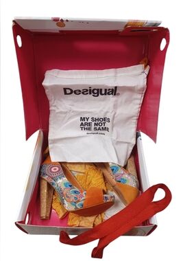 Desigual EUC Suede Peep Toe Cork-Style High Heels, Size 7